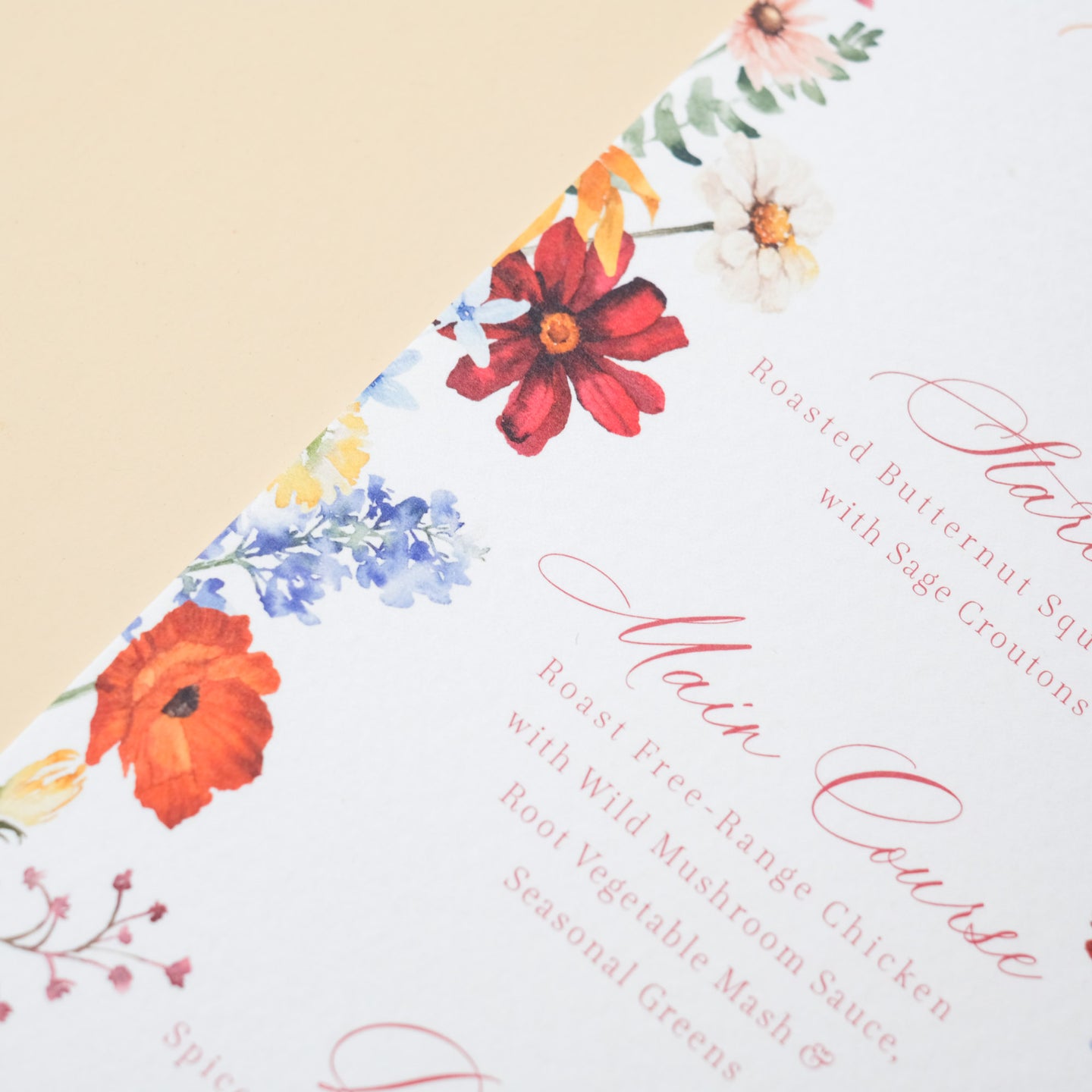 floral autumn wedding menu